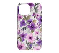 Cute Purple Ditsy Cherry Blossoms Pink Flower Pattern Floral Case for iPhone 16 Pro Max