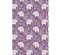 Cute Purple Elephant Floral Notebook Journal Blank Wide Ruled Pages Paper Composition Book Daily Planner Notes