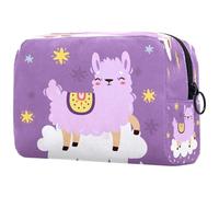 Cute Purple Llama Alpaca on The Cloud Cosmetic Bag for Women, Travel Toiletries Bags Large Makeup Handy Pouch Organiser Bag with Zipper