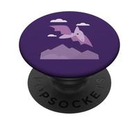 Cute Purple Pterodactyl Flying Dinosaur Mountain Sky Scenery PopSockets Adhesive PopGrip