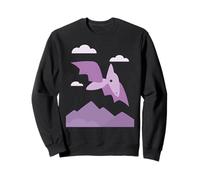 Cute Purple Pterodactyl Flying Dinosaur Mountain Sky Scenery Sweatshirt