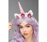 Cute Purple Unicorn Horn Headband with Flowers