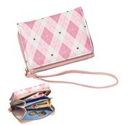 Cute Purse for Teenagers, Small Purse with Adorable Design, Large Capacity, Multiple Card Slots, Plaid Bag for Travel, Birthday and Adult Women, pink, Consulte la descripción, See description