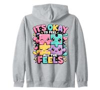 Cute Puzzle Pieces Embrace Your Emotions Zip Hoodie