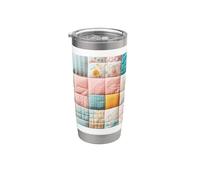 Cute Quilt Block Pattern Art Style Stainless Steel Insulated Tumbler