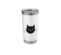 Cute Quirky Black Cat Face Kitty Cats Lover Stainless Steel Insulated Tumbler