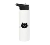 Cute Quirky Black Cat Face Kitty Cats Lover Stainless Steel Insulated Water Bottle