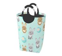 Cute Rabbit and Easter Egg Dirty Clothes Pack Waterproof Foldable Oxford Cloth Laundry Hamper