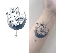 Cute Rabbit And Plant Design Herbal Temporary Tattoo Stickers, Semi-permanent, Non-reflective, Waterproof, Lasts For Two Weeks, Fake Tattoos