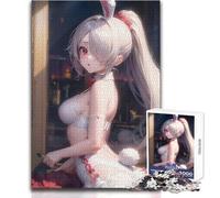 Cute Rabbit Anime Girl 1000 Piece Jigsaw Puzzles for Adults Creative Problem Solving Game Heartfelt Memorable Gift Idea Size 50x75cm