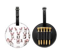 Cute rabbit Black Printed golf tee storage bag - portable design, easy to organize tee, Black, One Size