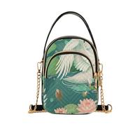 Cute Rabbit Blue Compact Crossbody Purse, Cute Swan Flower, Quilted Crossbody Bag