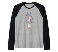 Cute Rabbit Boba Bunny Funny Bubble Tea Raglan Baseball Tee