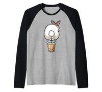 Cute Rabbit Boba Bunny Funny Bubble Tea Raglan Baseball Tee