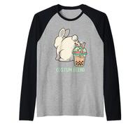 Cute Rabbit Boba Bunny Funny Bubble Tea Raglan Baseball Tee