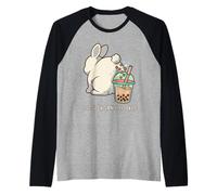 Cute Rabbit Boba Bunny Funny Bubble Tea Raglan Baseball Tee