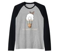 Cute Rabbit Boba Bunny Funny Bubble Tea Raglan Baseball Tee