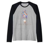 Cute Rabbit Boba Bunny Funny Bubble Tea Raglan Baseball Tee