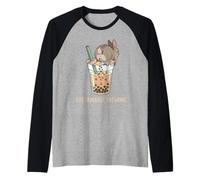 Cute Rabbit Boba Bunny Funny Bubble Tea Raglan Baseball Tee