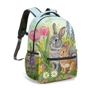 Cute Rabbit Bunny Garden All Over Print Kids Backpack for School Girls Boys 16 Inch Waterproof Travel Fashion Bag (03)