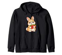 Cute Rabbit Bunny Strawberry Fruit Zip Hoodie