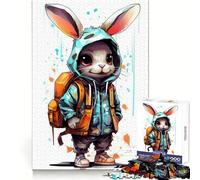 Cute Rabbit Cartoon Jigsaw Puzzles 1000 Pieces for Adults Strong Logic Color Fast Fun Challenge (50x75cm)