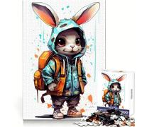 Cute Rabbit Cartoon Puzzles for Adults 1000 Pieces Decompress Game Clear Hue Playful Challenge Evening Game (38x52cm)