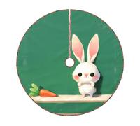 Cute Rabbit Christmas Tree Skirt - Festive Printed Holiday Decor With Premium Linen-Like Fabric For Christmas, New Year & Halloween Celebrations