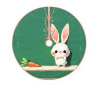 Cute Rabbit Christmas Tree Skirt - Festive Printed Holiday Decor With Premium Linen-Like Fabric For Christmas, New Year & Halloween Celebrations