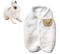 Cute Rabbit Coat Warm Cozy Pet Apparel No Sleeve Soft Polar Fleece Bear Pattern Bunny Puppy Dress Outfit Rabbit Clothes for Kittens (White,S)