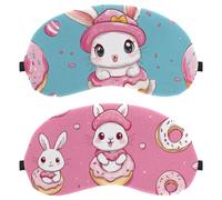 Cute Rabbit Donut Candy Background 2-Pack Light-Blocking Soft Breathable Blindfold Sleeping Masks