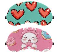 Cute Rabbit Donut Candy Background 2-Pack Light-Blocking Soft Breathable Eye Patch Sleeping Masks