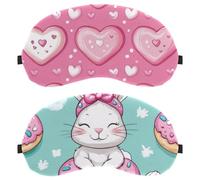 Cute Rabbit Donut Candy Pattern 2-Pack Light-Blocking, Soft, Breathable Sleeping Masks Blindfold Sleep Masks
