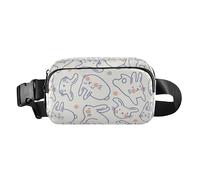 Cute Rabbit Doodle Fashionable Crossbody Bag Waist Packs for Men Women Water Resistant Running Belt Bag Waist Pack with Adjustable Strap for Travel Vacation Running, Cute Rabbit Doodle, One Size