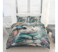 Cute Rabbit Duvet Cover Super King, Wild Rabbit Kawaii Animal Bedding Set With Pillowcases Microfibre Bed Set With Zipper Closure & Corner Ties, Comforter Cover For All Seasons 260x220 T2Eg116