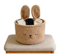 Cute Rabbit Ear Storage Bin - Soft Plush Embroidered Bunny Organizer for Toys, Clothes, Diapers in Nursery, Bedroom & Closet (Medium)