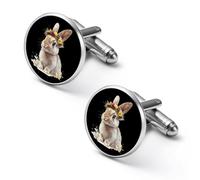 Cute Rabbit Easter Bunny Men's Alloy Cufflinks Classic Cuff Link Fashion Shirt Accessories for Business Party Wedding 2.0cm