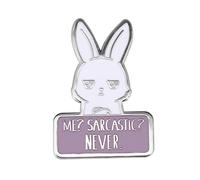 Cute Rabbit Enamel Brooch for Women Cartoon Bunny Me Sarcastic Never Letter Funny Animal Lapel Pins Dress Suit Hat Badges Backpacks Ceremony Clothes Accessories Easter Jewelry