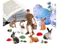 Cute Rabbit Figurines, Spring Farm Animal Toys, Educational Set with Bunny Figures, Assorted Mini Animal Play Learning Toy Collection, Party Favor with Festive Style, Kids for Easter Basket