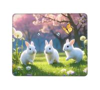 Cute Rabbit Grass Computer Mouse Pad Non-Slip Rubber Base Laptop Mouse Mat for Home Computer Mousepad 10 X 12 Inch