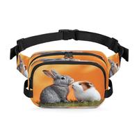 Cute Rabbit Guinea Pig Waist Bag Multifunction Pack for Travel Sport Running Fanny Pack Bumbag Pouch Purse Belt Bag for Women Men Kids Girls Boys