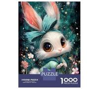 Cute Rabbit Illustration 1000 Piece Jigsaw Puzzle for Adults Forest Flowers Relaxing Focus Home Decor 38x26cm/1000pcs