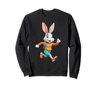 Cute Rabbit Jogging in Sporty Outfit Illustration Sweatshirt