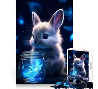 Cute Rabbit Luminous Glow Puzzles for Teenagers 1000 Piece Recall Power Bright Detail Family Activity Room Accent (38x26cm)
