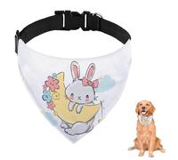 Cute Rabbit On The Moon Dog Bandana with Adjustable Strap D Ring Dog Neckerchief Pet Bibs Triangle Pet Scarves Accessories for Dogs Puppy Dogs Cats Decor Machine Washable