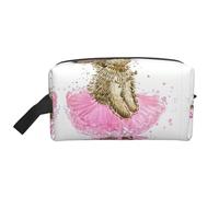 Cute Rabbit Print Storage Bag - Toiletry & Cosmetic Travel Organizer Pouch with Zipper - Reusable Canvas Makeup