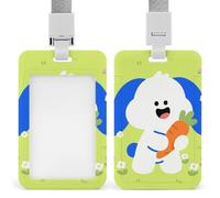 Cute Rabbit Retractable ID Badge Holder with Lanyard - Vertical Badge Reel,Keychain Clip,Name Tag Id Card Holder Protector for Nurse Officer Teacher Security Staff Women Men