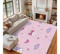 Cute Rabbit Rug for Entryway, Girly Kawaii Pink Cartoon Animal Small Mats and Rugs 40 x 60 cm, Rugs and Mats, Washable Non Slip Low Pile Soft Indoor Area Rug, Home Decor ZY&L7