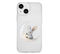Cute Rabbit Sitting on Moon Cell Phone Basic Cases TPU Soft Cover Shockproof Slim Phone Case Compatible with iPhone 13 Mini/13/13 Pro/13 Pro Max