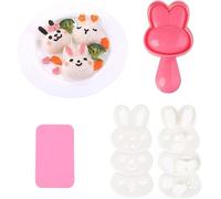 Cute Rabbit Sushi Rice Mold Set, Pink and White, DIY Kitchen Tool with Nori Punch and Press, 13 x 6 cm, Portable Food Shaping Kit